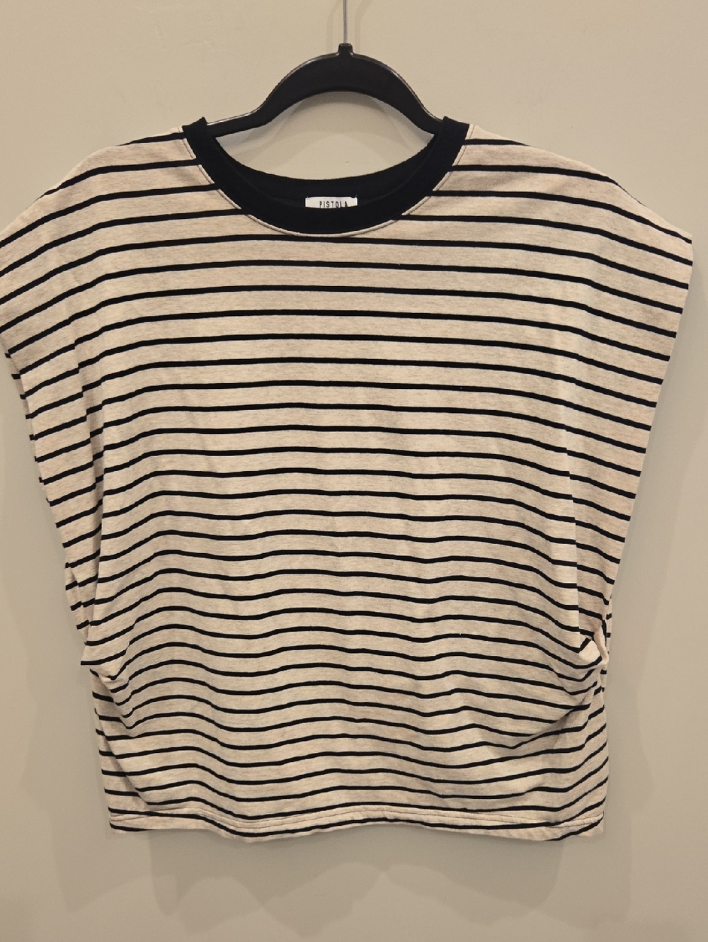 Pistola Black and Cream Striped Short Sleeve Tee Like New Size XS